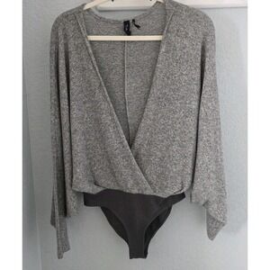 Out From Under‎ Iman Bodysuit Sweater Womens Size XS (S) Heathered Grey